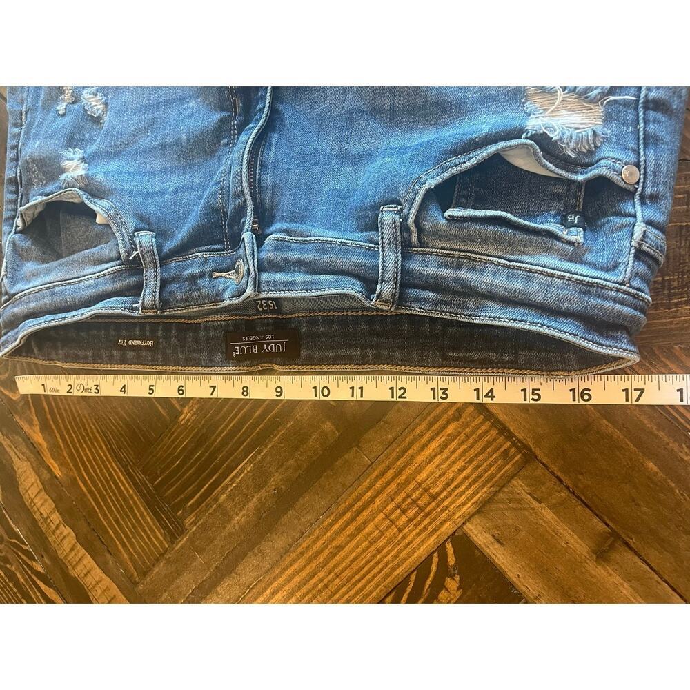 Judy Blue 15/32 Boyfriend Fit Jeans Women Fringe Skater Grunge Thrash Distressed - Picture 5 of 12